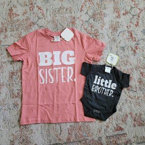 Big sister little brother onesie set